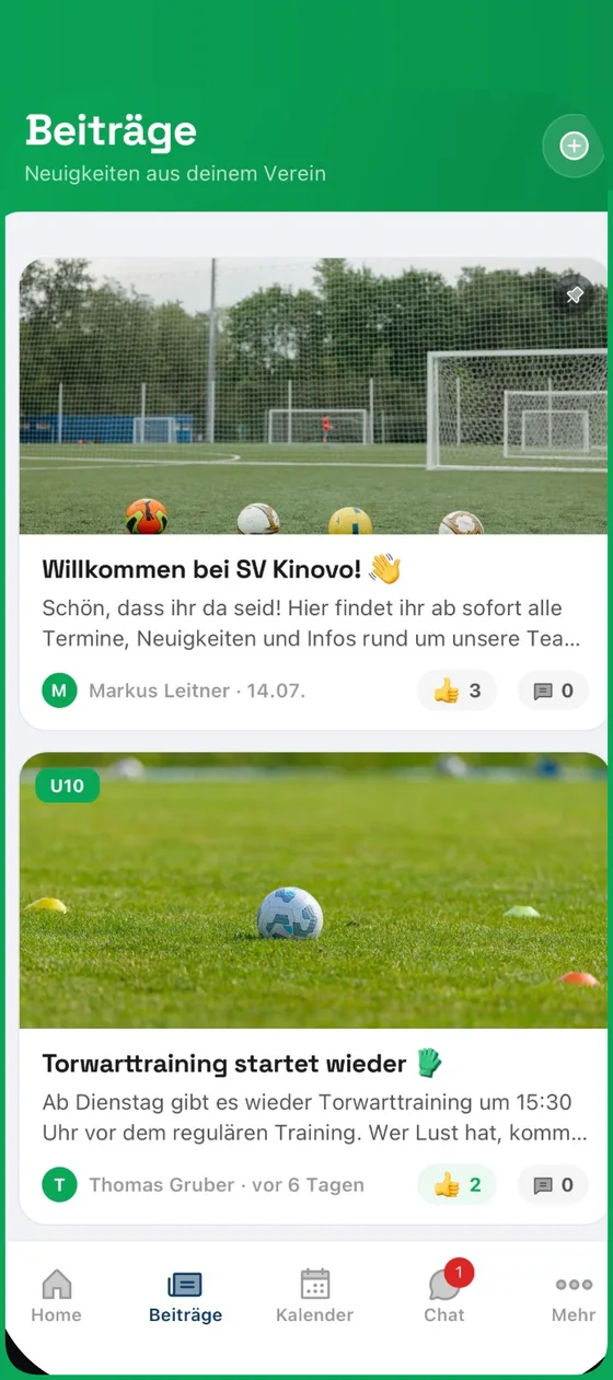Kinovo App: Beiträge und News des Vereins