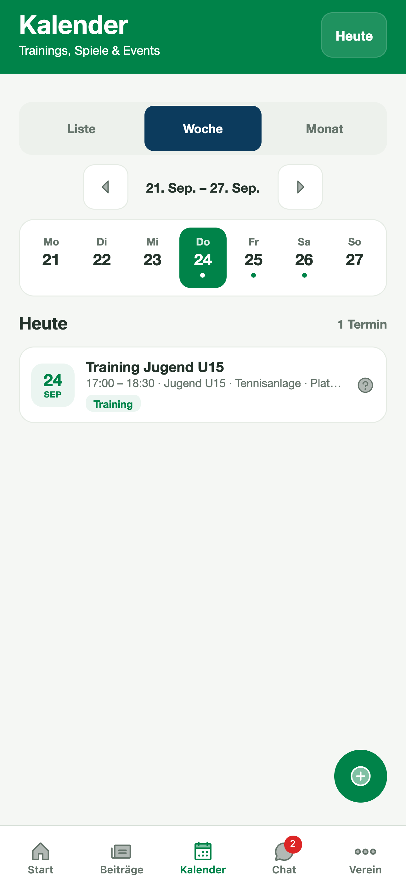 Kalender mit Wochenansicht